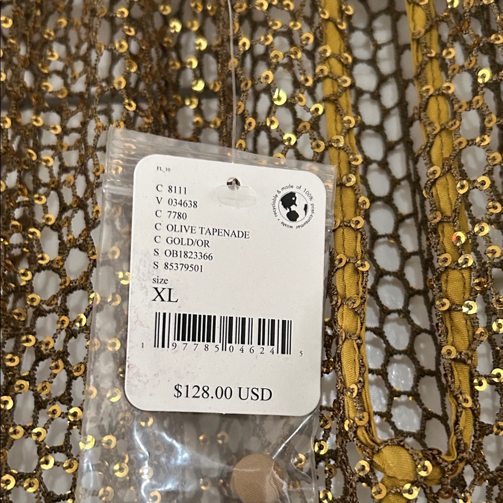 Free People Metallic Gold Sheer Blouse - Picture 6 of 7